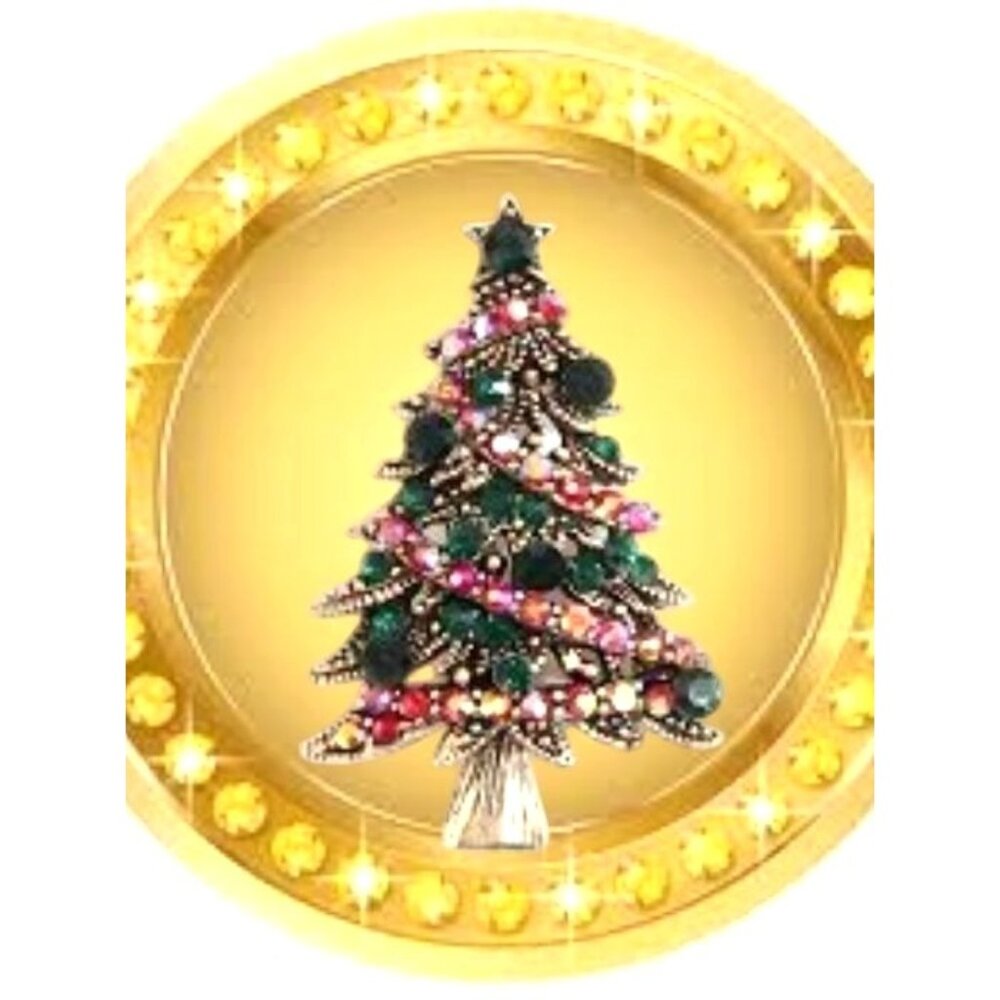 Christmas in Dixie Brooch Pin New Topaz Garland Garnet Green Crystals St…